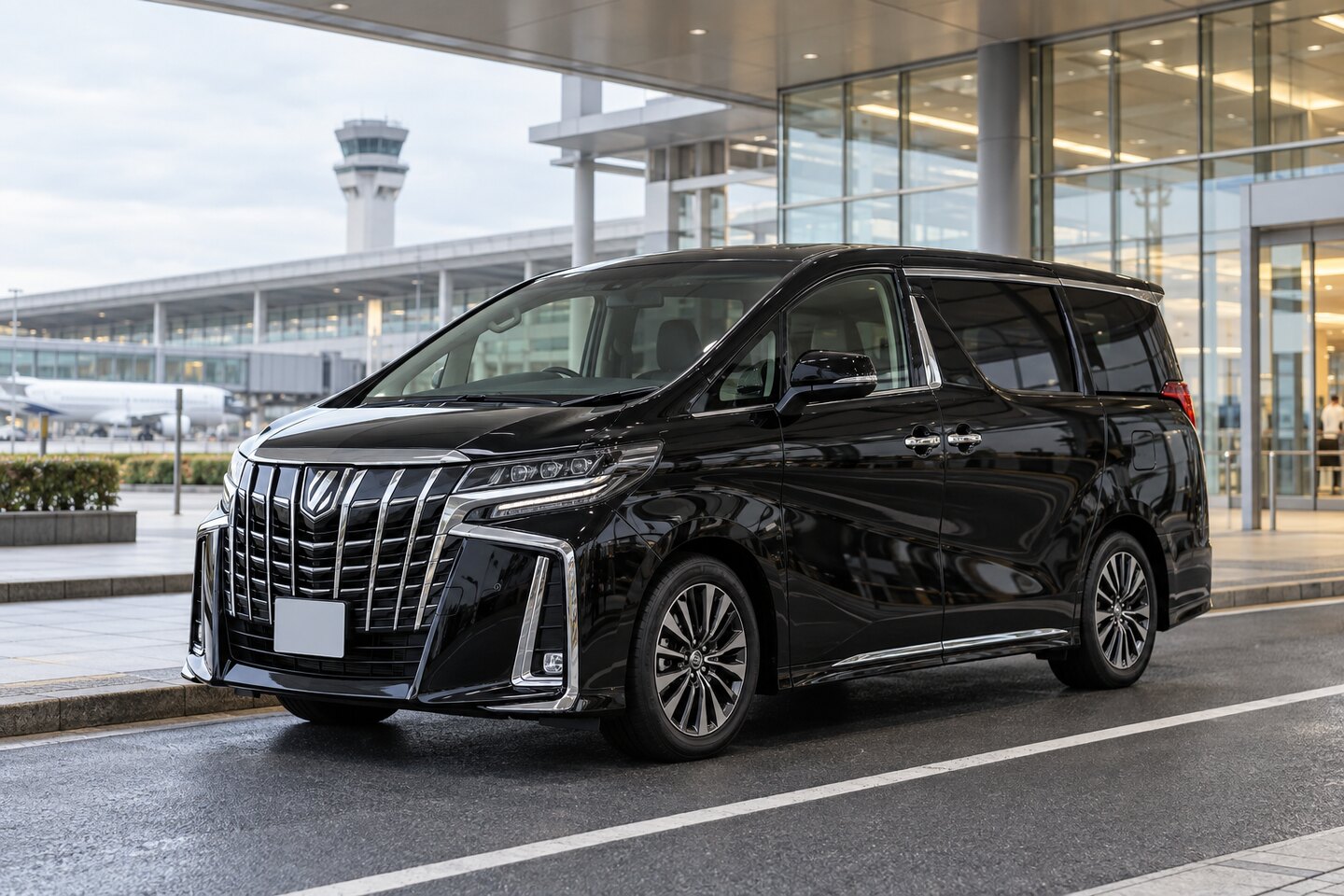 空港ターミナル前に停車するToyota Alphard 2.5 Zのイメージ