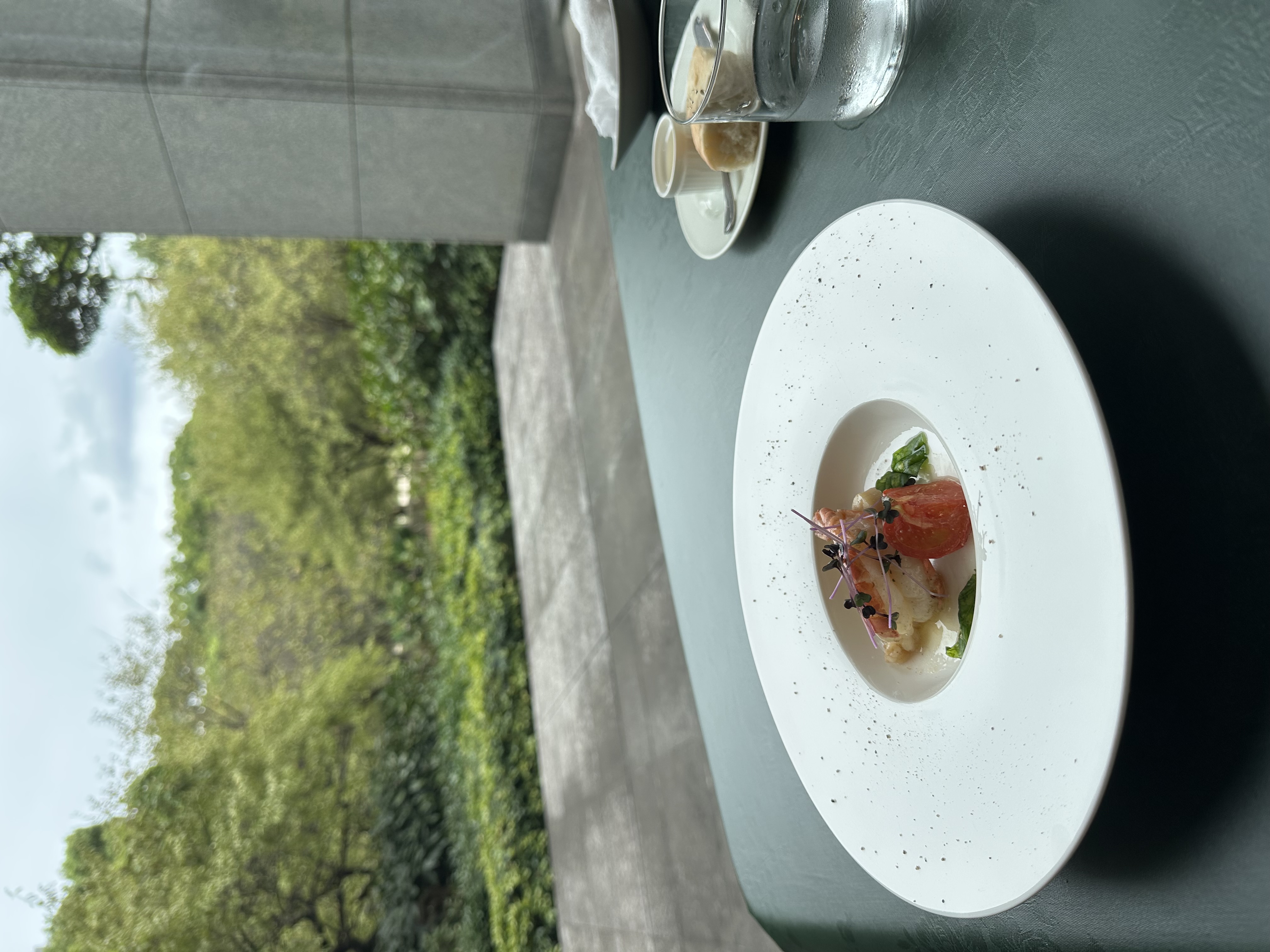 ゾーナイタリア イン・チェントロの庭園を望む席で味わう魚介のパスタ